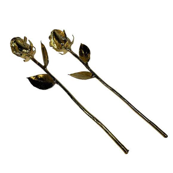 Gold Paint Dipped Roses Flowers Decor Valentines Day Pretty - Picture 3 of 6